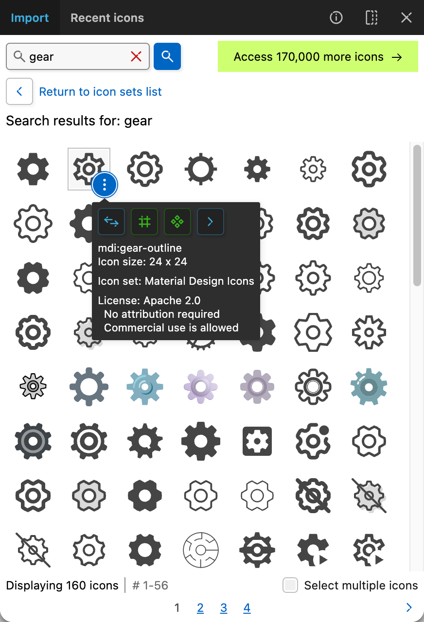 Iconify for Figma: 图标搜索结果