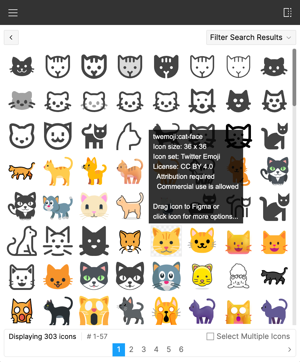Iconify for Figma：搜索结果