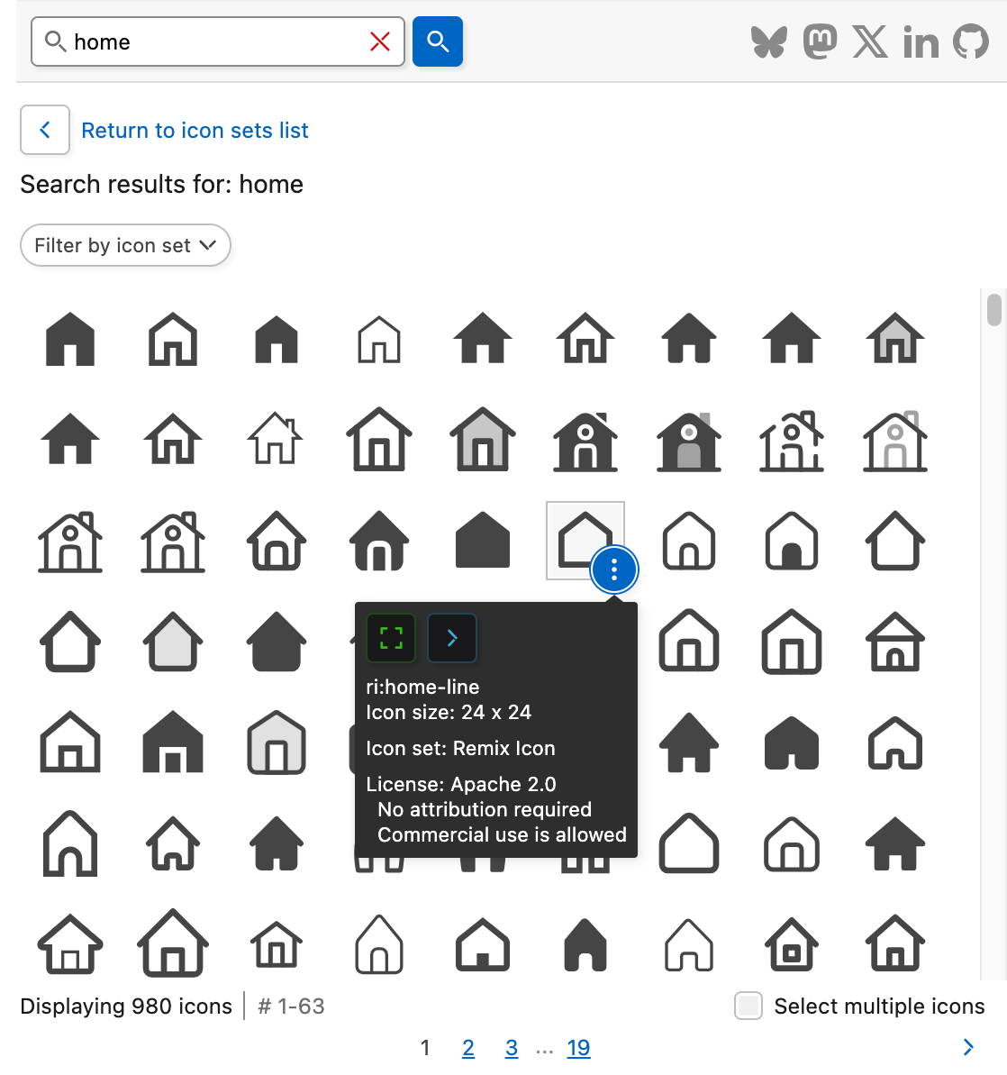 Iconify for Penpot：图标搜索结果